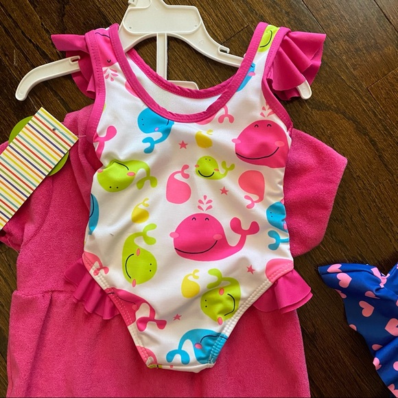 2 NWT Bathing Suits and Coverup (12M) - Picture 2 of 4